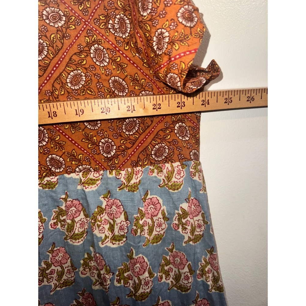 Natural Life Avery Midi Dress Wildflowers Tiles Rust Cotton Pockets XL Boho - Picture 11 of 11